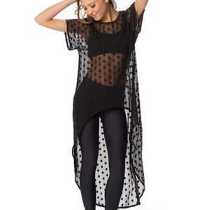 Black Milk Clothing Sheer Spot Dot Waterfall T Shirt Dress